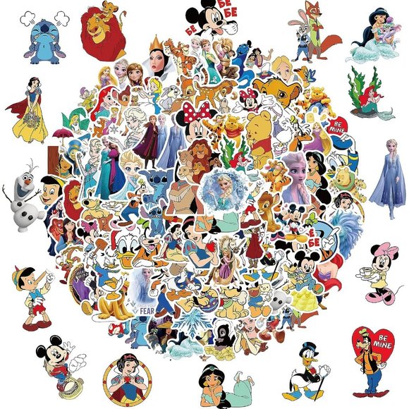 100Pcs Disney Kids Cartoon Princess Waterproof Skateboard Vinyl Decal Stickers - Picture 1 of 9
